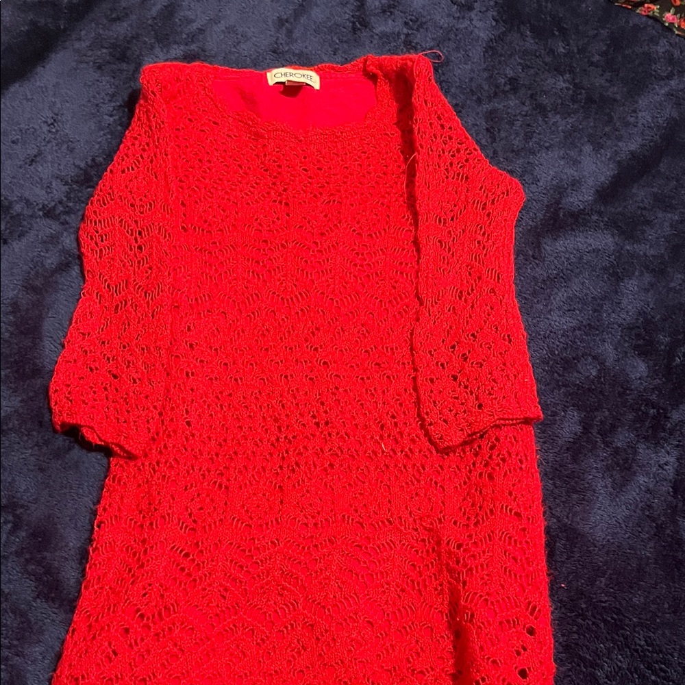 Chicwish Women's Vibrant Red Crochet Sweater
